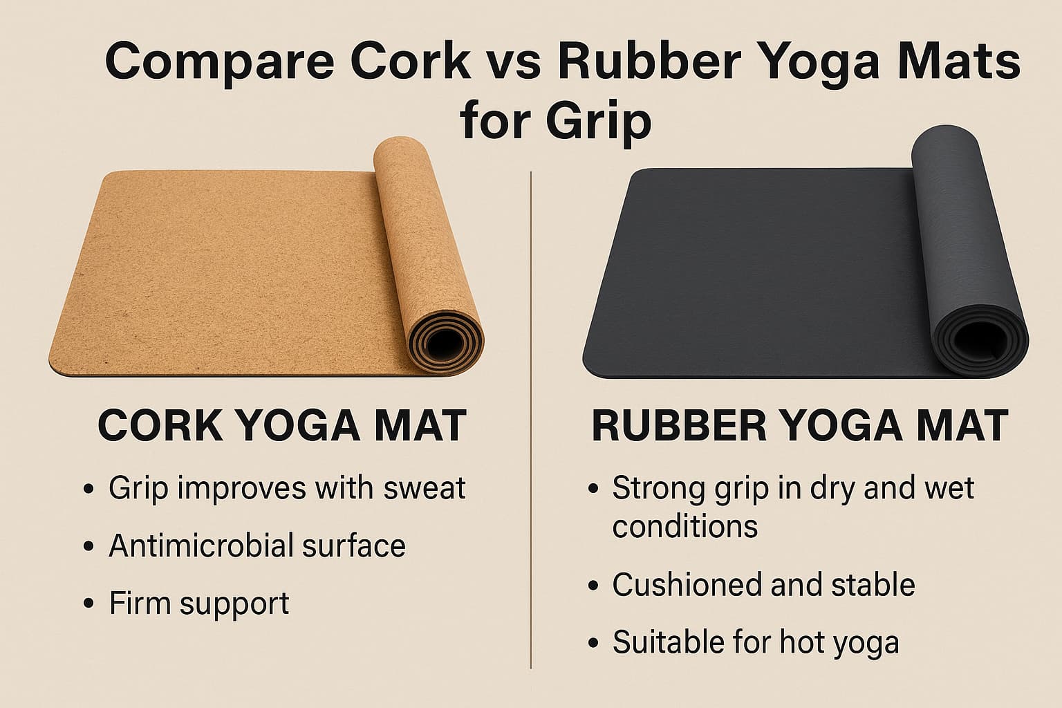 cork yoga mat, rubber yoga mat